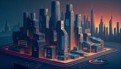 A detailed illustration of a smart city concept. Generative AI