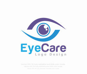 Logo for an eye care company that is blue and purple