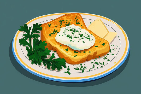 fried bread with butter and parsley. Generative AI