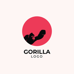 Gorilla Logo Design Template with Red Circle