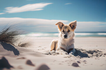 Dog at the beach.generative ai