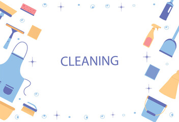 Background of cleaning equipment. Vector illustration isolated on a white background