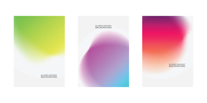 set of blurred backgrounds with abstract blurred color gradient patterns. vector illustration 