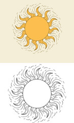 illustration of a sun in tarot style