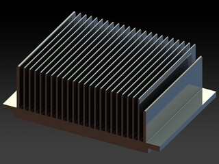Aluminum Extruded Heat Sink MOD:AL-06hs 3D Rendering