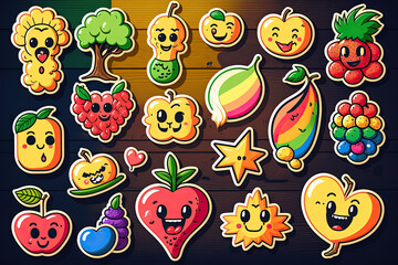  12 Sticker pack of funny cartoon characters, generative artificial intelligence 