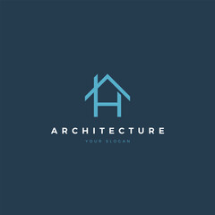 letter H architecture logo blue