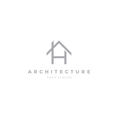 letter H architecture logo grey