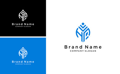 creative letter HR logo green consulting business vector template