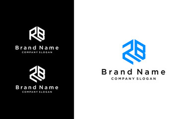 hexagon letter RB logo with geometric vector idea