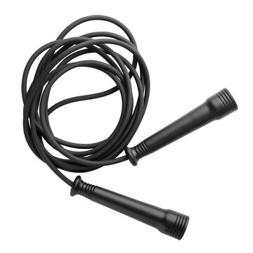 Black jump rope for sports on a transparent background. isolated object. Element for design