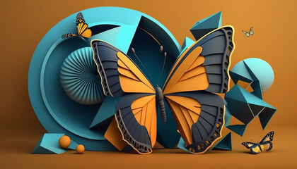 butterfly with geometric figures