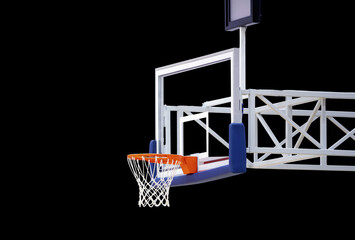 New professional basketball hoop cage isolated on white background. Horizontal sport theme poster,...