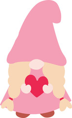Dwarf girl in a pink hat with a heart. - obrazy, fototapety, plakaty