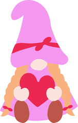 Dwarf girl in a purple hat with a heart.