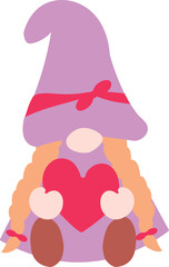 Dwarf girl in a purple hat with a heart.