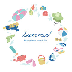 夏の水遊びイメージ　フレーム