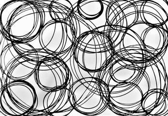 Black and white seamless abstract pattern, collage paper with circles