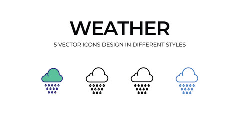weather Icon Design in Five style with Editable Stroke. Line, Solid, Flat Line, Duo Tone Color, and Color Gradient Line. Suitable for Web Page, Mobile App, UI, UX and GUI design.