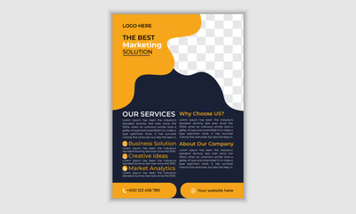 Creative modern layout annual cover template flyer design with orange & navy blue color in A4
           