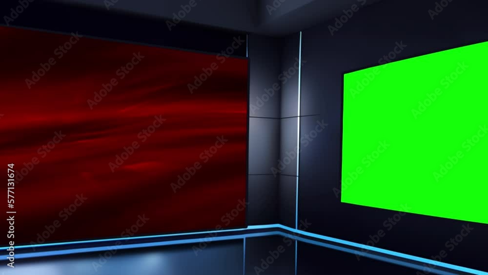 Wall mural Engaging Virtual News Studio Green Screen Loop for Interactive Interviews