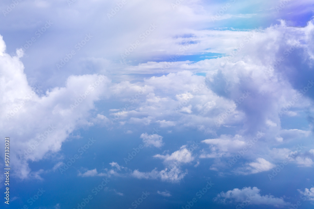Poster clouds view from the plane. clouds are moving on camera. flying through the cloud. travel by air. ba