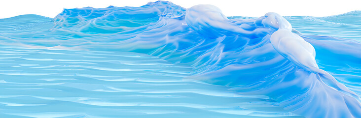 Ocean horizon on a transparent background. Realistic sea waves. Sea landscape, 3d render. PNG file
