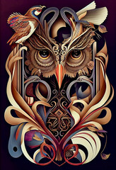 Generative AI abstract render of an owl