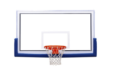 New professional basketball hoop cage, isolated large backboard closeup. Horizontal sport theme poster, greeting cards, headers, website and app - obrazy, fototapety, plakaty