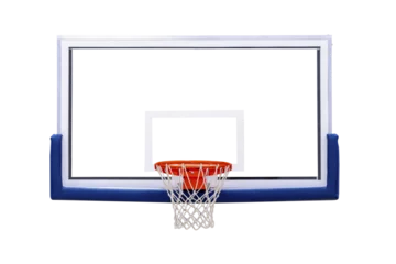 Poster New professional basketball hoop cage, isolated large backboard closeup. Horizontal sport theme poster, greeting cards, headers, website and app © Augustas Cetkauskas