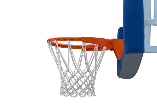 Basketball hoop with net isolated on white background. Team sport concept. Horizontal sport theme poster, greeting cards, headers, website and app