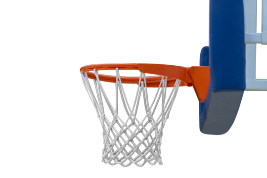 Basketball hoop with net isolated on white background. Team sport concept. Horizontal sport theme poster, greeting cards, headers, website and app