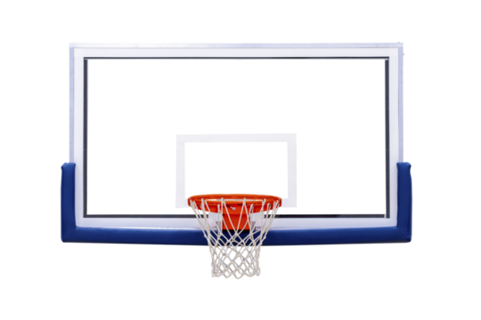 New professional basketball hoop cage, isolated large backboard closeup. Horizontal sport theme poster, greeting cards, headers, website and app