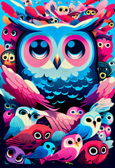 Generative AI abstract render of an owl