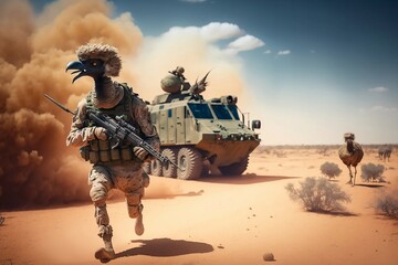 warrior Emu with rifle, Great Emu War