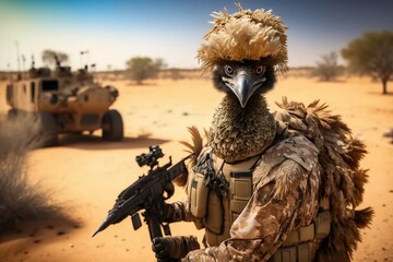 warrior Emu with rifle, Great Emu War
