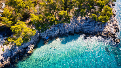 The stunning beauty of Croatia's rocks and forests is captured in this breathtaking aerial view....