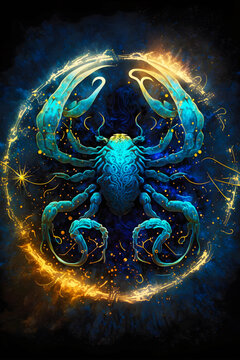 Signos astrol&oacute;gicos del zod&iacute;aco. Signos del zodiaco de Escorpio. Astrolog&iacute;a en el cielo con el concepto de muchos hor&oacute;scopos estelares.Generaci&oacute;n de IA
