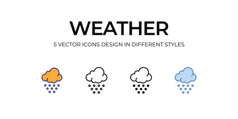 weather Icon Design in Five style with Editable Stroke. Line, Solid, Flat Line, Duo Tone Color, and Color Gradient Line. Suitable for Web Page, Mobile App, UI, UX and GUI design.