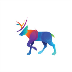 Colorful Mascot Deer Logo Vector Template logo design