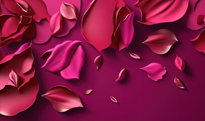  a bunch of pink petals on a purple background with a pink background and a pink background with pink petals and a pink background with pink petals.  generative ai