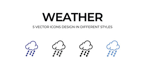 weather Icon Design in Five style with Editable Stroke. Line, Solid, Flat Line, Duo Tone Color, and Color Gradient Line. Suitable for Web Page, Mobile App, UI, UX and GUI design.