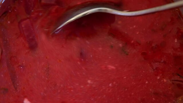 beet root soup borsch background, traditional Ukrainian or Russian soup borscht