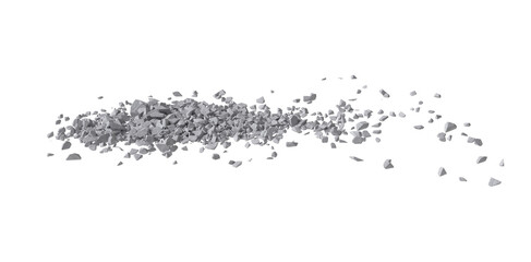 Concrete rock debris isolated transparent background 3d rendering