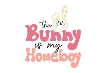 Easter Quote, Retro Cute Bunny
