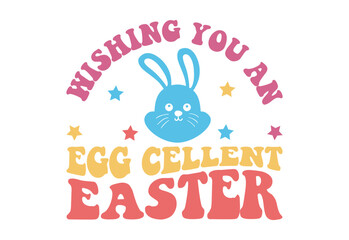 Obraz na płótnie Canvas Easter Quote, Retro Cute Bunny