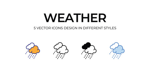 weather Icon Design in Five style with Editable Stroke. Line, Solid, Flat Line, Duo Tone Color, and Color Gradient Line. Suitable for Web Page, Mobile App, UI, UX and GUI design.