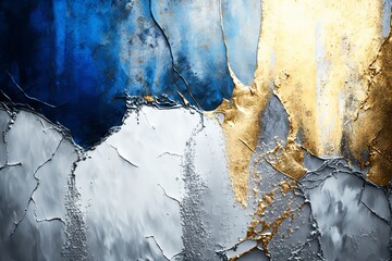 Golden background of abstract art. The fashion of modern art wall, blue sky, gray Generative AI