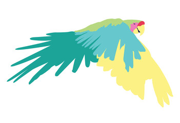 Fototapeta premium illustration of a bird called lapa verde , endangered species, on transparent backgrounds