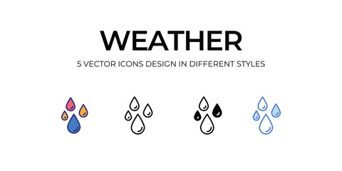weather Icon Design in Five style with Editable Stroke. Line, Solid, Flat Line, Duo Tone Color, and Color Gradient Line. Suitable for Web Page, Mobile App, UI, UX and GUI design.